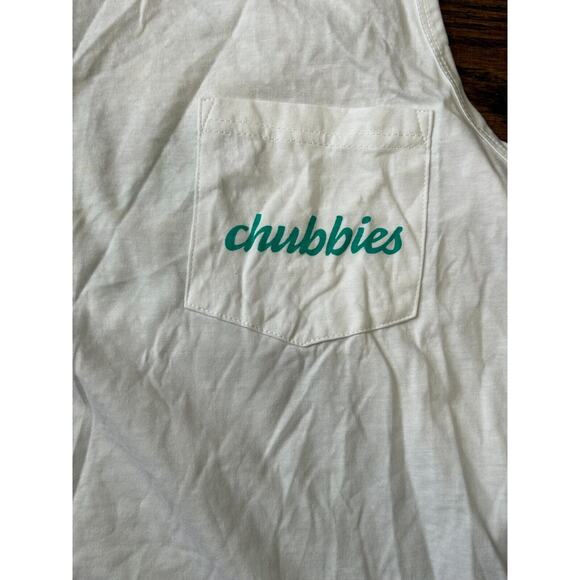 Chubbies The Spring Breaker Tank Top Mens Medium White Sky's Out Thighs Out NWOT - Picture 4 of 8